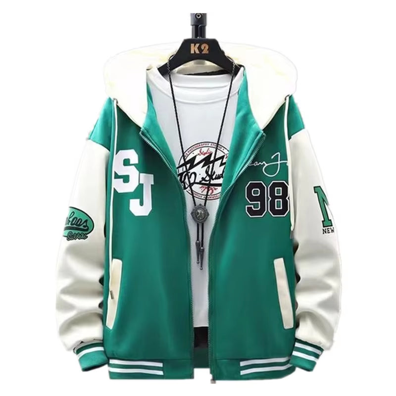 Unisex Hip Hop Baseball Bomber Jacket – Casual Slim Fit Streetwear Hoodie Coat for Men & Women