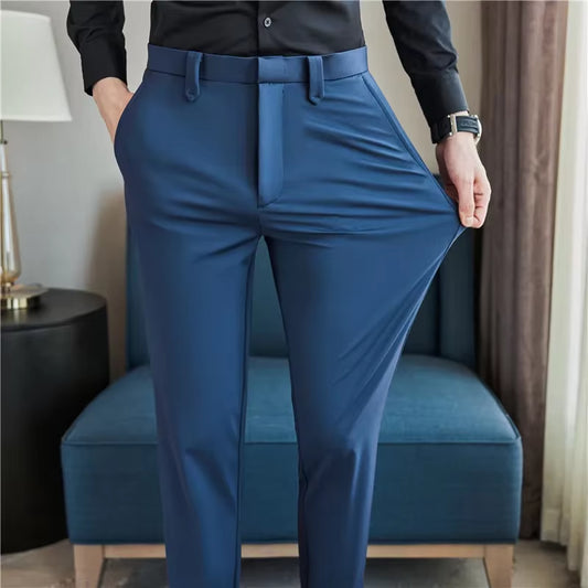 Men’s Slim Fit Dress Pants – Breathable Stretch Suit Trousers for Summer Casual & Streetwear