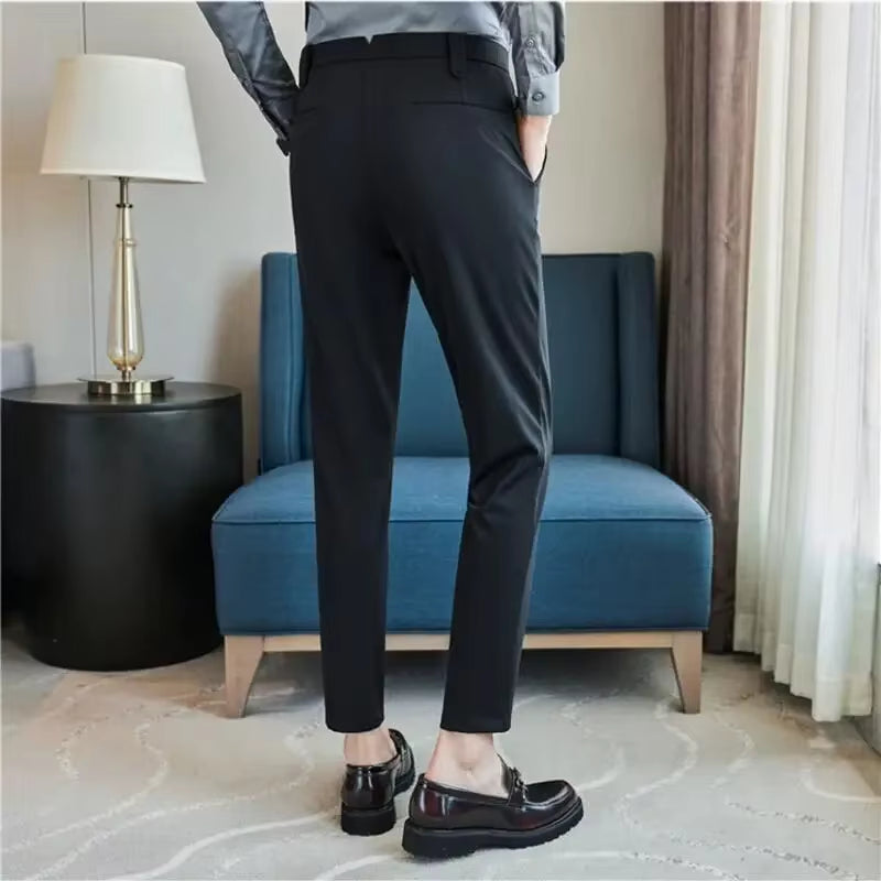 Men’s Slim Fit Dress Pants – Breathable Stretch Suit Trousers for Summer Casual & Streetwear