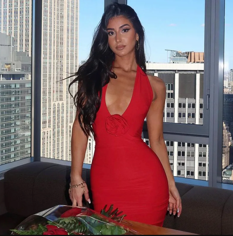 Elegant Floral-Applique Halter Backless Maxi Dress - Long Summer Party Dress for Women 2024