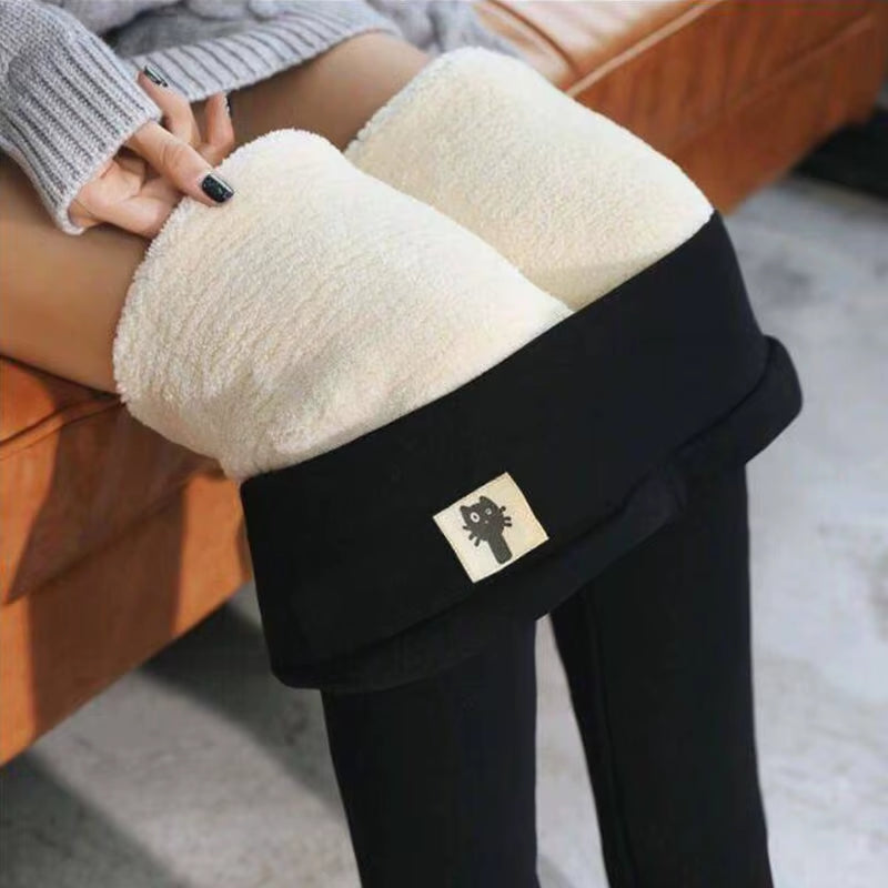 Thermal Lambwool Leggings Women Winter Thicken Fleece Lined Stretchy Warm Hight Waist Skinny Fitness Leggins Soft Workout Tights