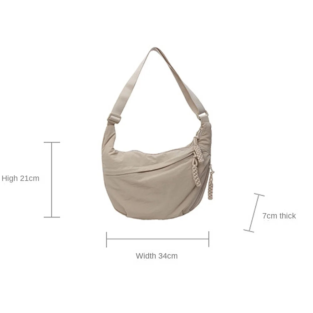 Canvas Lightweight Solid Color Dumpling Bag Crossbody Bags Large Capacity Korean Simplified Shoulder Bag