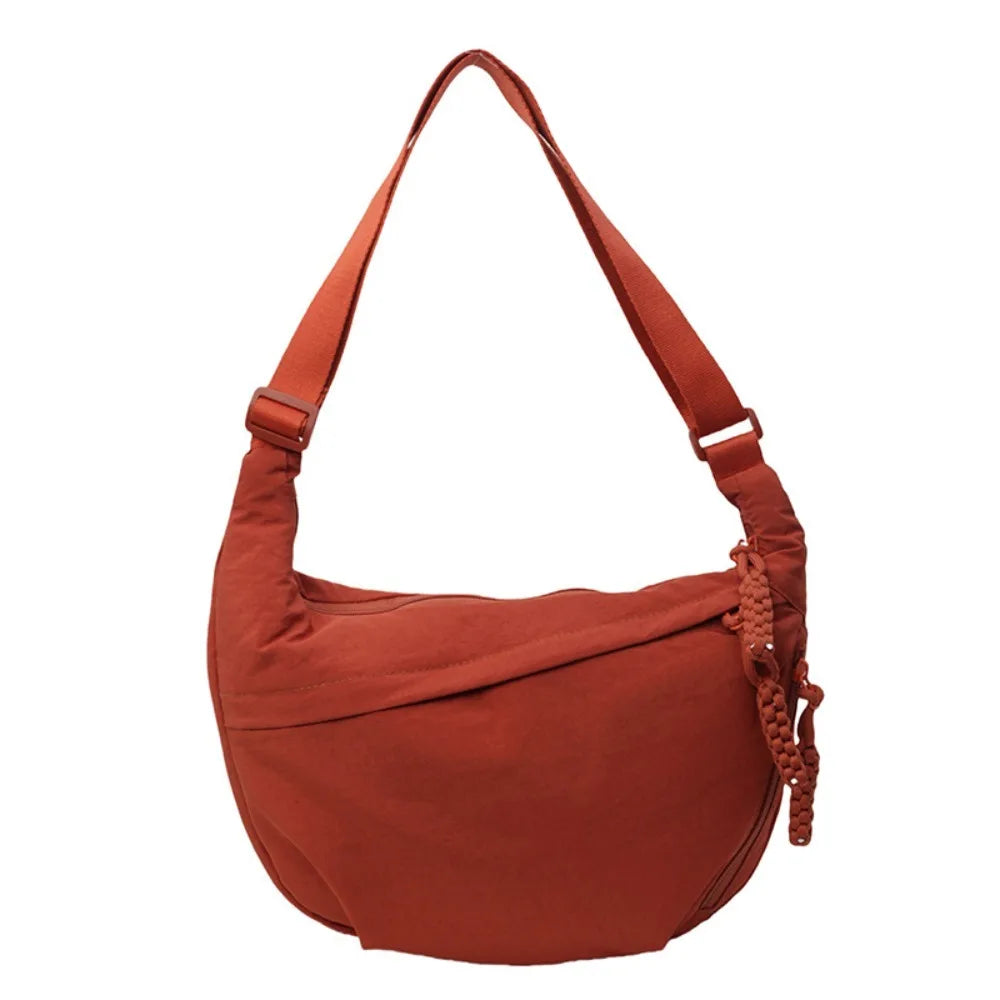 Canvas Lightweight Solid Color Dumpling Bag Crossbody Bags Large Capacity Korean Simplified Shoulder Bag