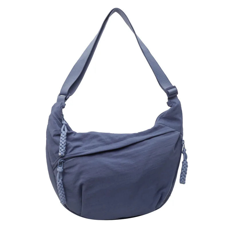 Canvas Lightweight Solid Color Dumpling Bag Crossbody Bags Large Capacity Korean Simplified Shoulder Bag