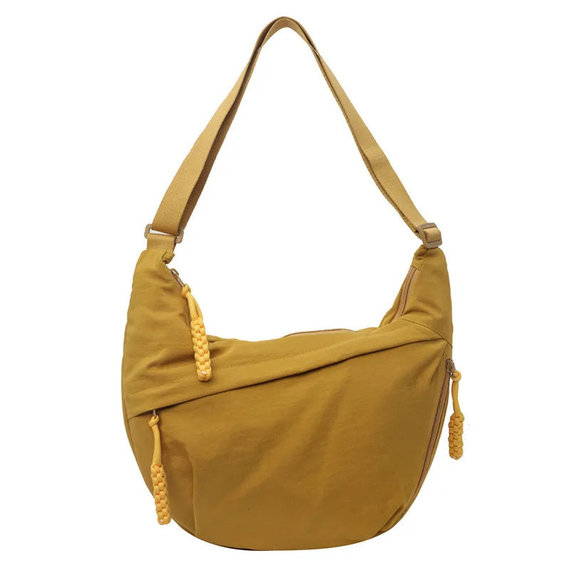 Canvas Lightweight Solid Color Dumpling Bag Crossbody Bags Large Capacity Korean Simplified Shoulder Bag