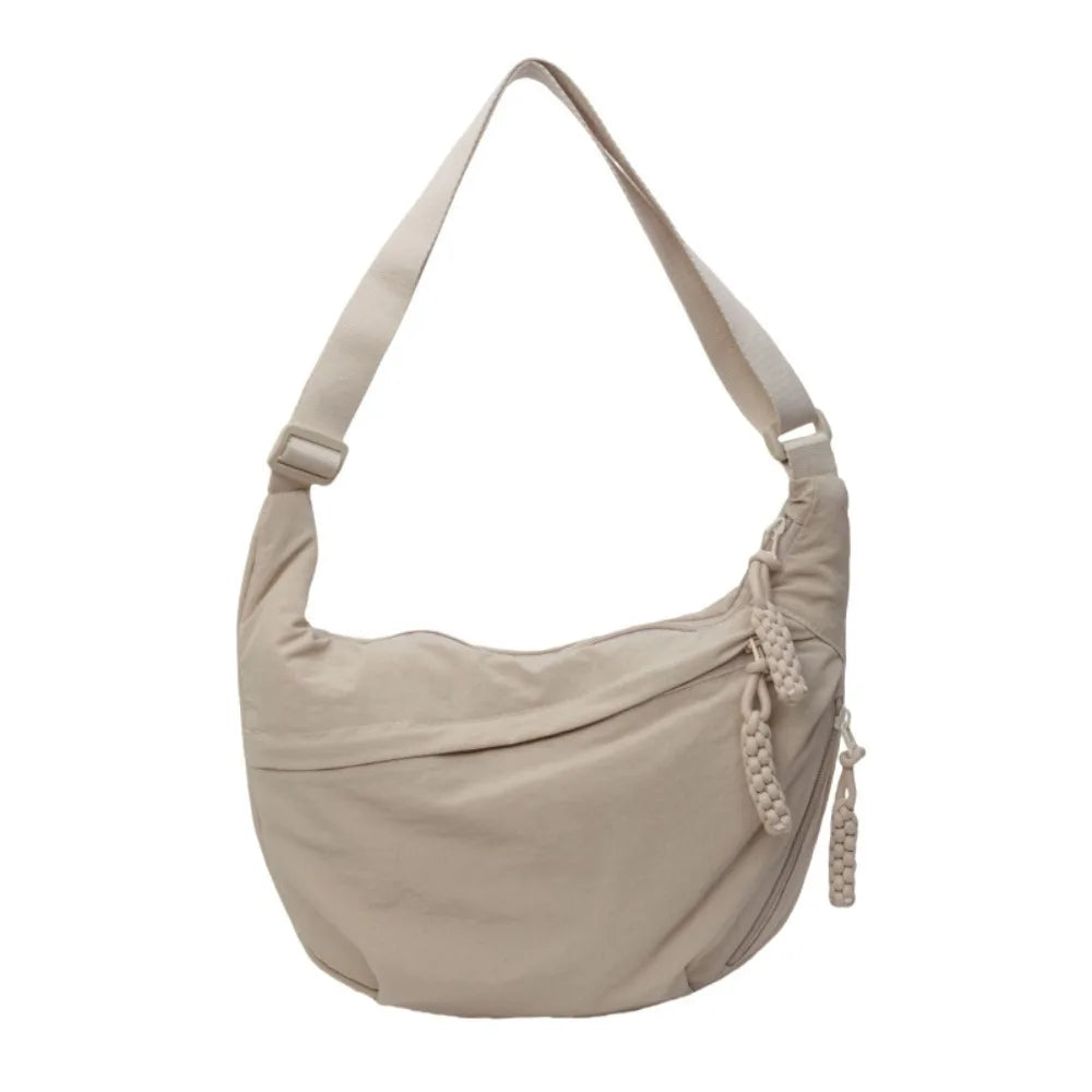 Canvas Lightweight Solid Color Dumpling Bag Crossbody Bags Large Capacity Korean Simplified Shoulder Bag