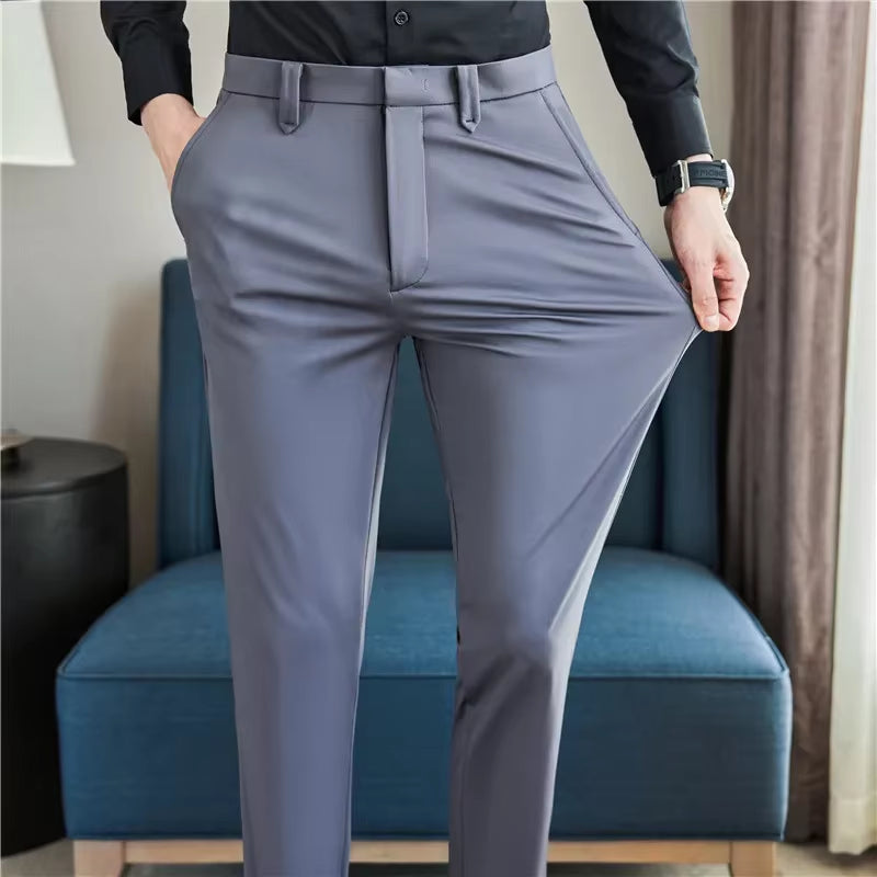Men’s Slim Fit Dress Pants – Breathable Stretch Suit Trousers for Summer Casual & Streetwear