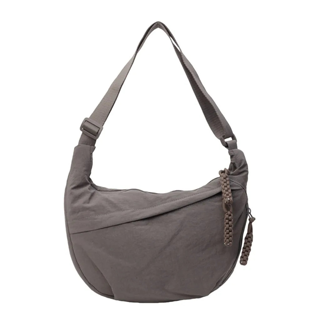 Canvas Lightweight Solid Color Dumpling Bag Crossbody Bags Large Capacity Korean Simplified Shoulder Bag