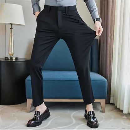 Men’s Slim Fit Dress Pants – Breathable Stretch Suit Trousers for Summer Casual & Streetwear