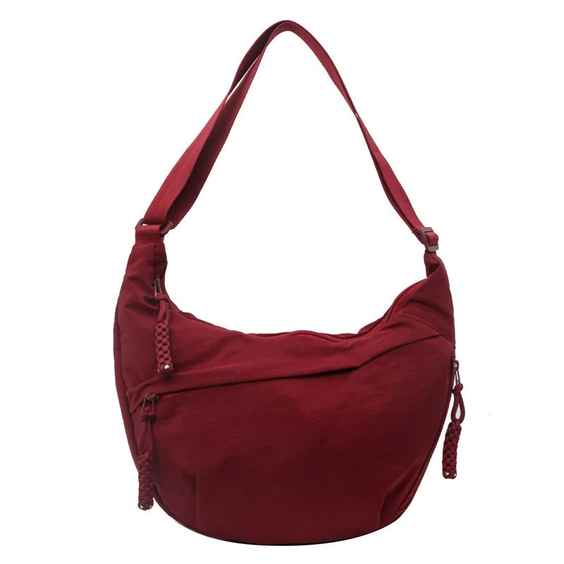 Canvas Lightweight Solid Color Dumpling Bag Crossbody Bags Large Capacity Korean Simplified Shoulder Bag