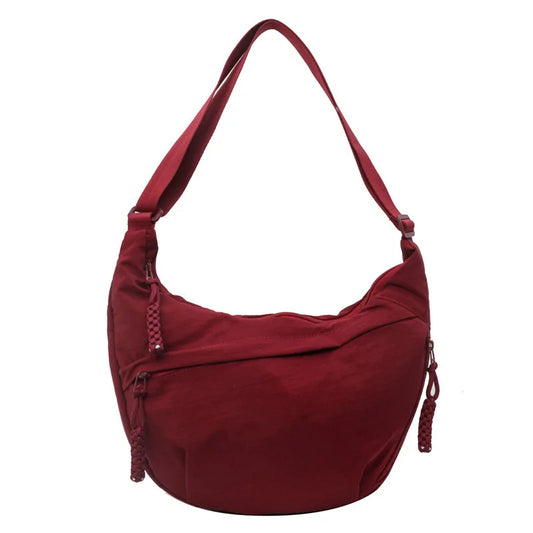 Canvas Lightweight Solid Color Dumpling Bag Crossbody Bags Large Capacity Korean Simplified Shoulder Bag
