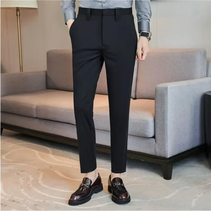Men’s Slim Fit Dress Pants – Breathable Stretch Suit Trousers for Summer Casual & Streetwear