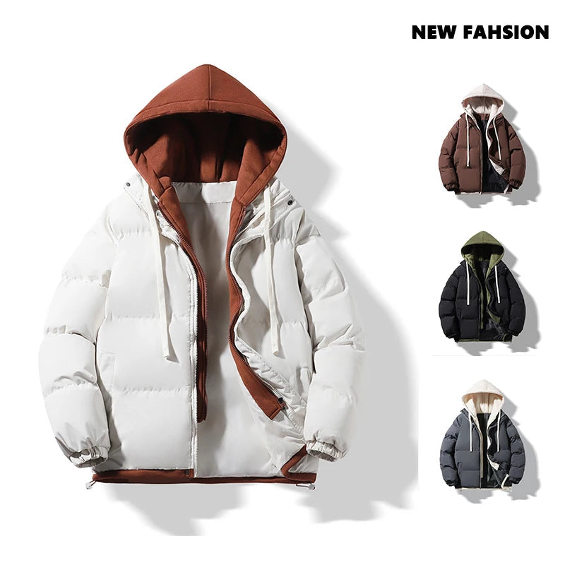 Jacket Warm Comfortable Padded Thickened Down Jacket Outwear Men Waterproof Hooded Casual Parkas Autumn Winter Cotton Parkas
