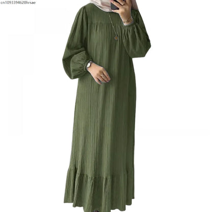 Elegant Women Muslim Abaya Robe Ramadan Sundress Prayer Dresses Fashion Long Batwing Sleeve Islamic Vestidos Kaftan