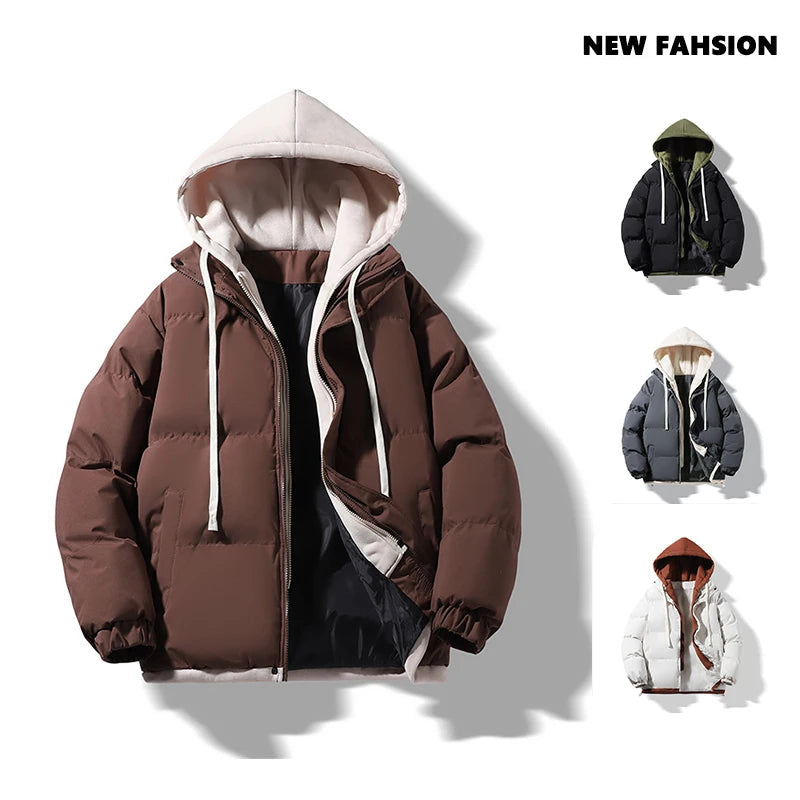 Jacket Warm Comfortable Padded Thickened Down Jacket Outwear Men Waterproof Hooded Casual Parkas Autumn Winter Cotton Parkas