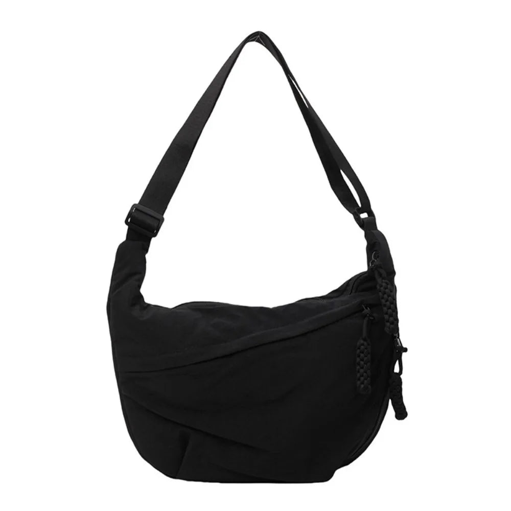 Canvas Lightweight Solid Color Dumpling Bag Crossbody Bags Large Capacity Korean Simplified Shoulder Bag