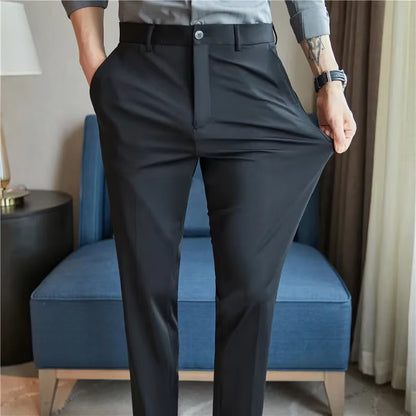 Men’s Slim Fit Dress Pants – Breathable Stretch Suit Trousers for Summer Casual & Streetwear
