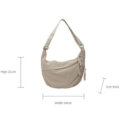 Canvas Lightweight Solid Color Dumpling Bag Crossbody Bags Large Capacity Korean Simplified Shoulder Bag